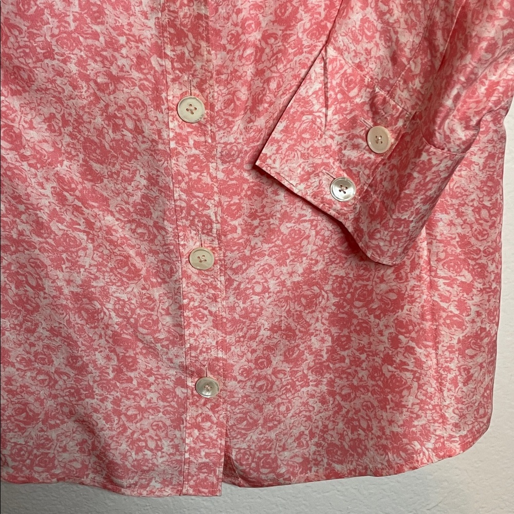 Banana Republic Women’s Silk Skirt Set M Vintage 80s/90s Pink Floral Pleated - Picture 5 of 10